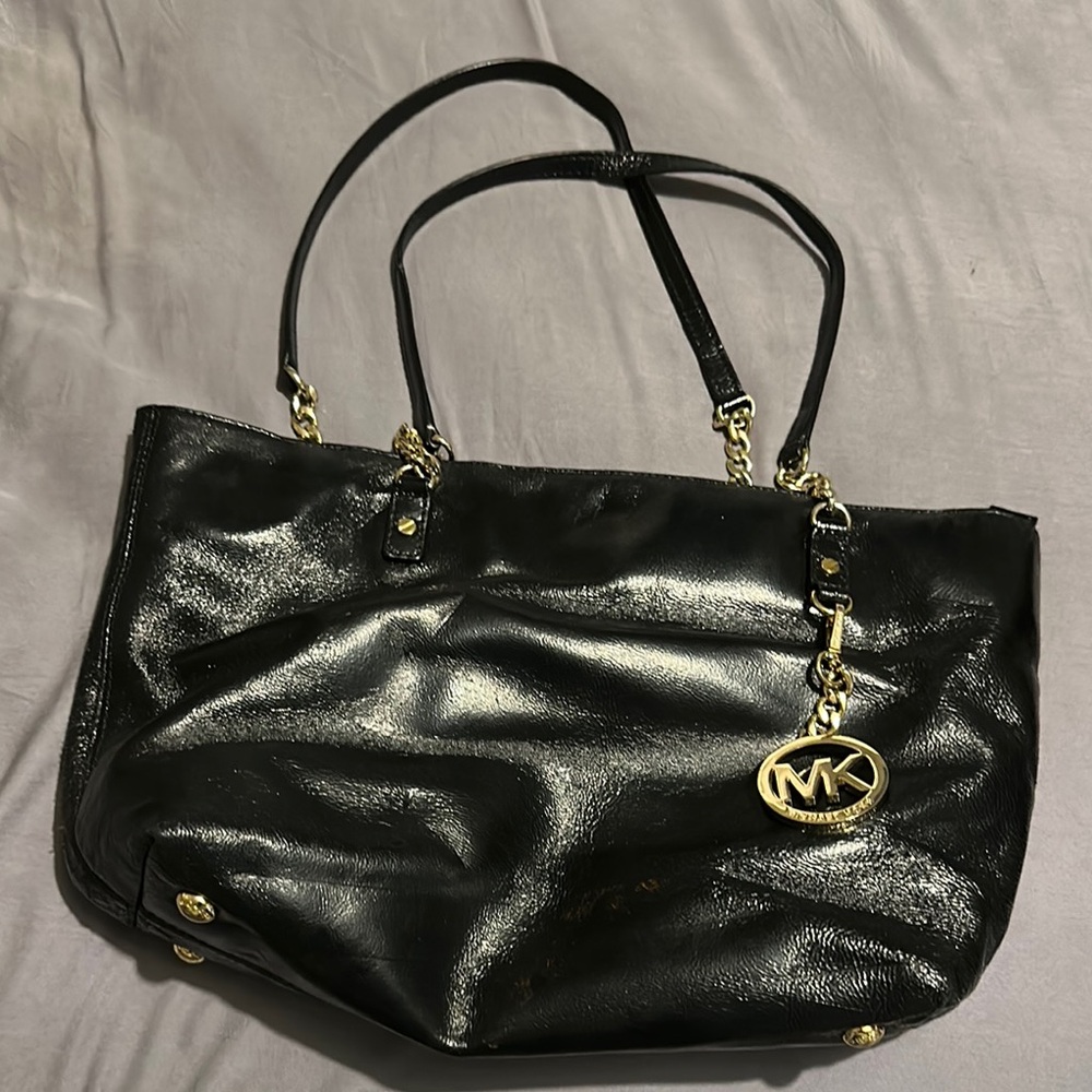 Michael Kors Black Tote with Gold Accents